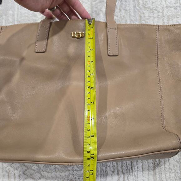 Ugg Cow Leather Shopper Tote Bag Shoulder Purse Neutral Tan Fringe Tassel Boho - Picture 8 of 8